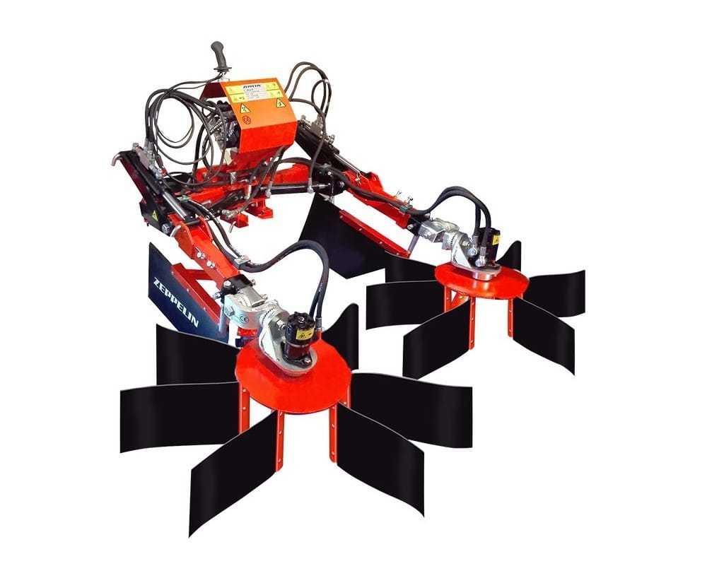 Barredora faldones restos de poda frutal y viña